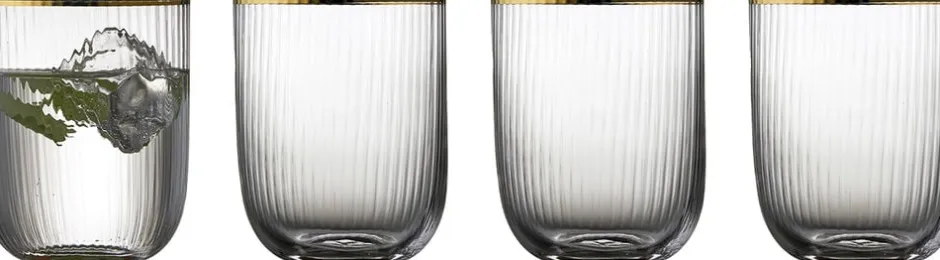 Glas<Lyngby Glas Tumbler Palermo Gold 35cl 4stk