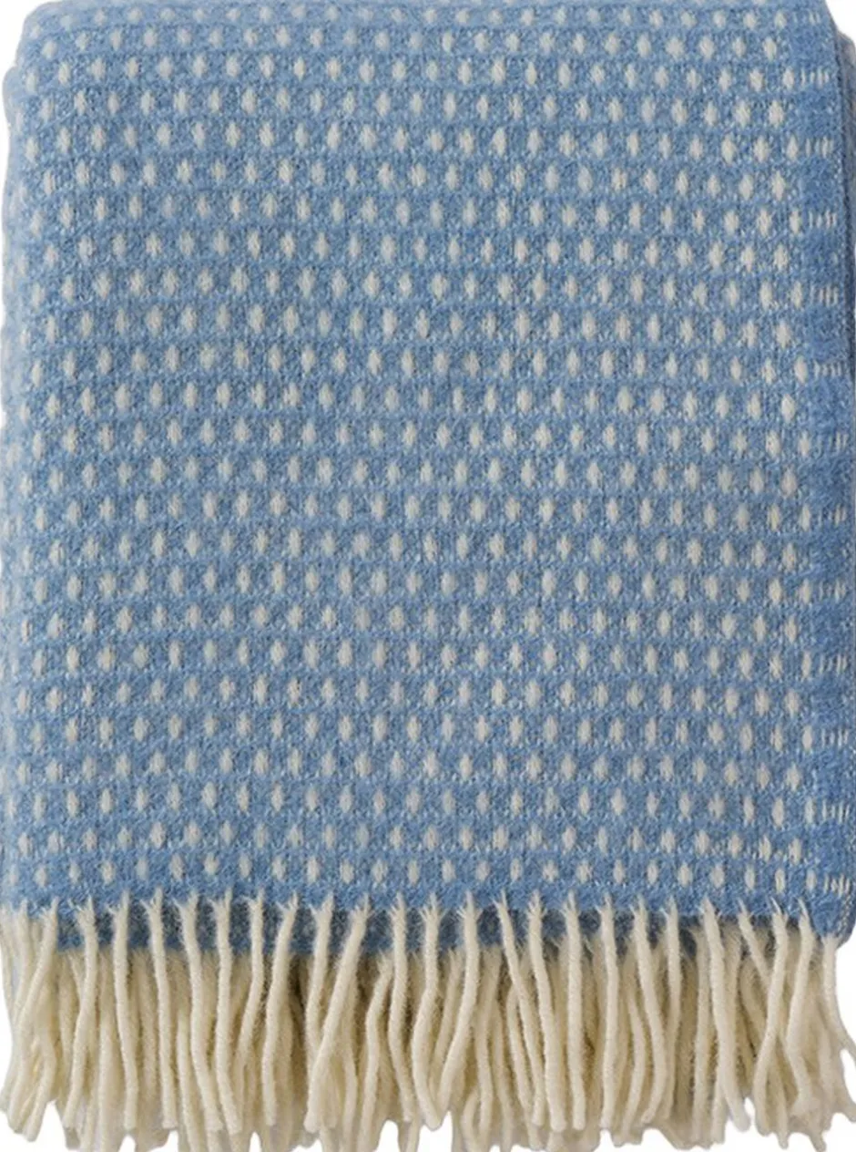 Plaider<Klippan Uldplaid Dots Blue blizzard