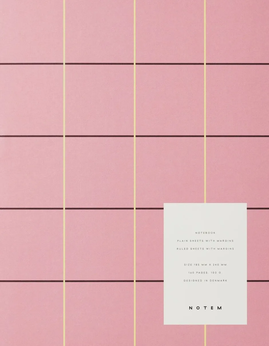Kontorartikler<Notem UMA Flat Lay Notebook - Large, Rose check