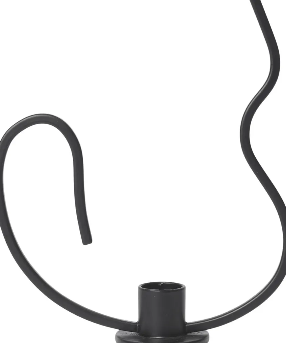 Lys & Lysestager<Ferm Living Valse Candle Holder - Low - Black