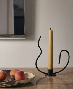 Lys & Lysestager<Ferm Living Valse Candle Holder - Low - Black