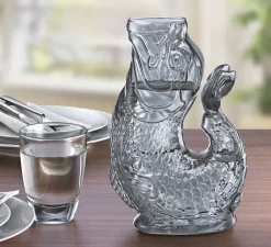 Karafler & Kander<CILIO Vandkaraffel fisk, grå, glas, NEMO