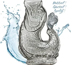 Karafler & Kander<CILIO Vandkaraffel fisk, grå, glas, NEMO