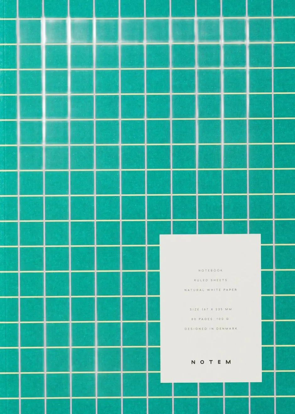 Kontorartikler<Notem VITA Softcover Notebook - Medium, New Green Grid
