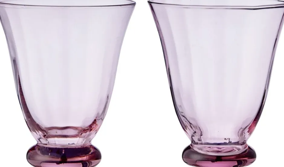 Glas<Bungalow Water Glass Trellis Blush S/2pcs