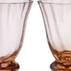 Glas<Bungalow Water Glass Trellis Peach S/2pcs