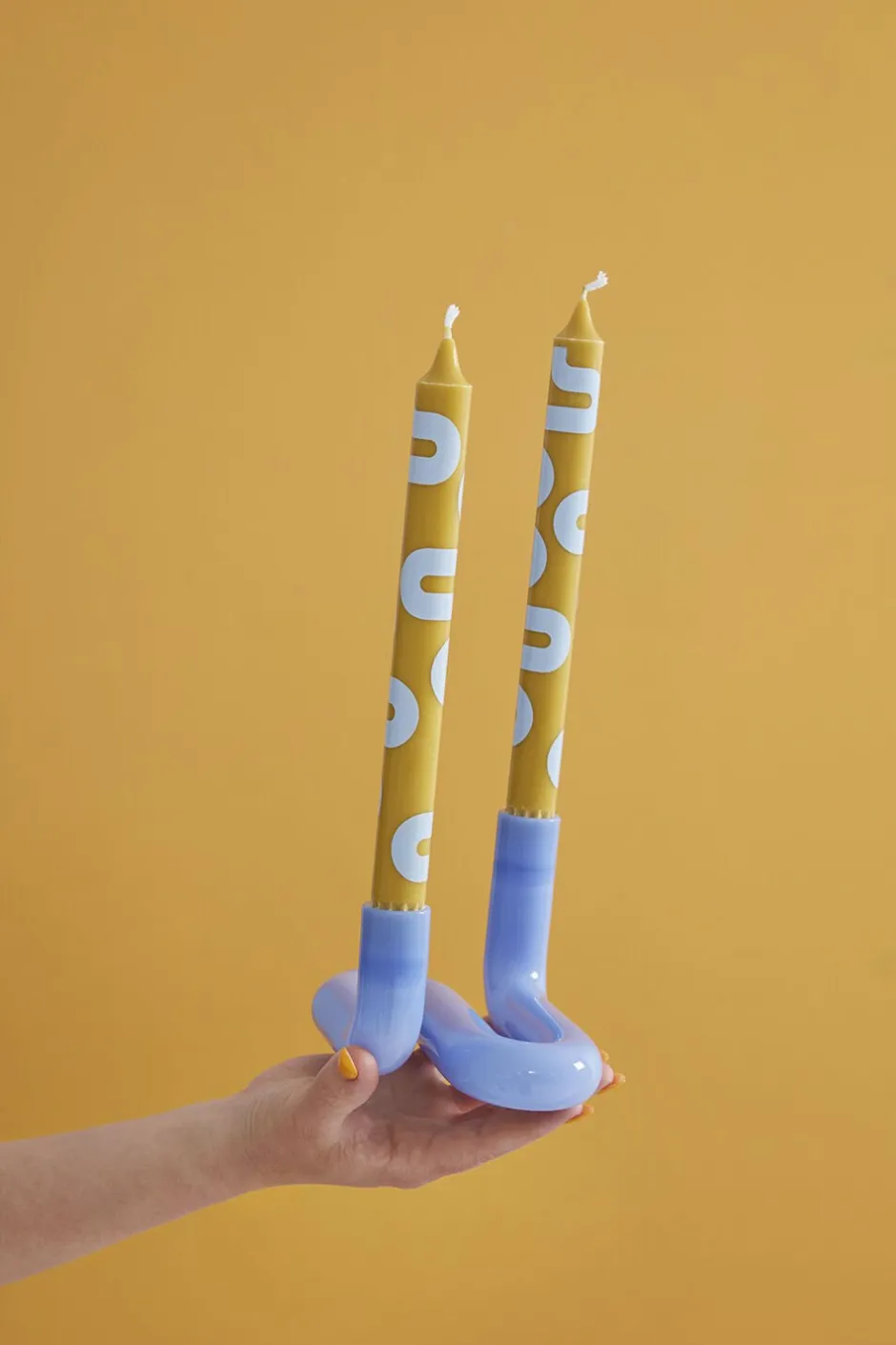 Lys & Lysestager<Studio About WAVE, MILK BLUE