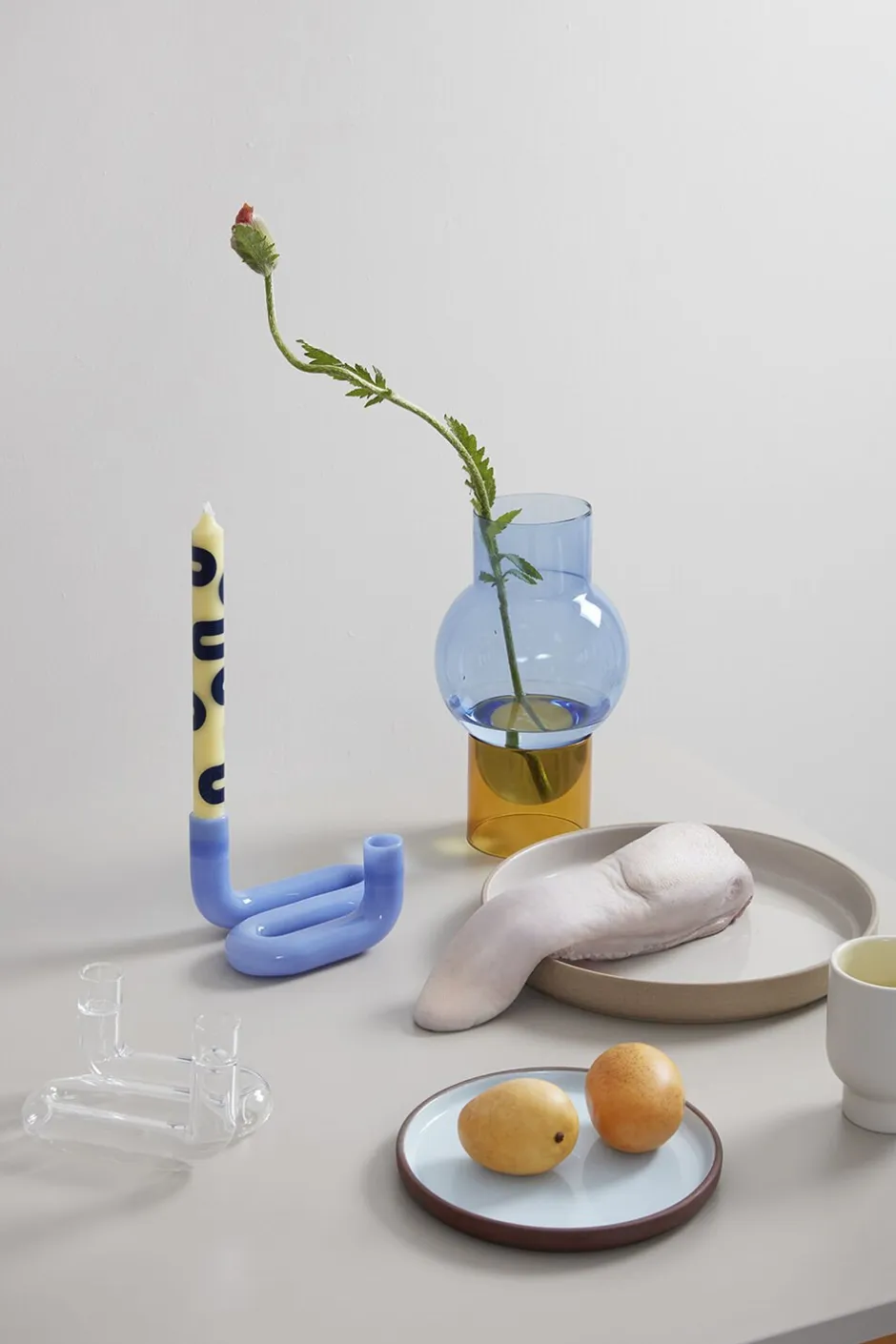 Lys & Lysestager<Studio About WAVE, MILK BLUE