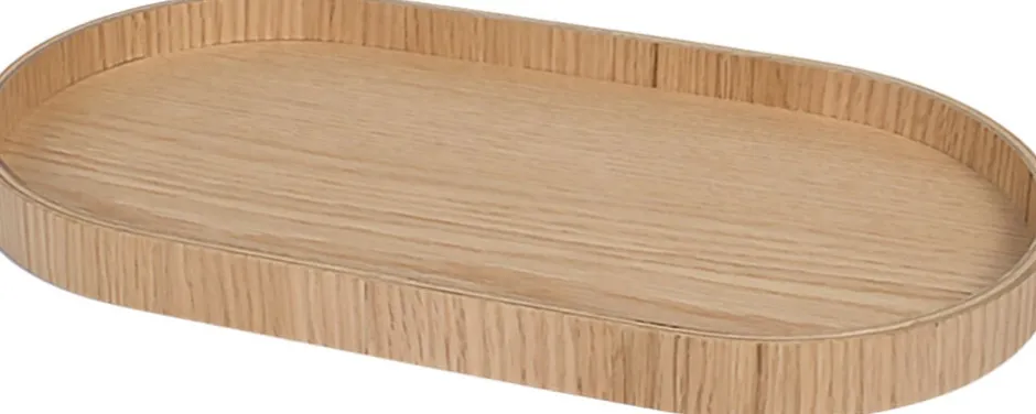 Opbevaring<Ekta Living Wood Tray, Medium, Oak, 16,5x30x2 cm