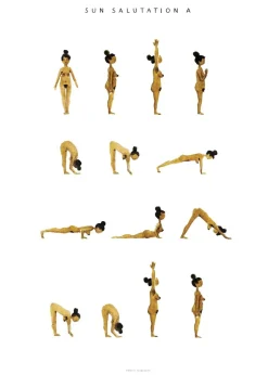 Plakater & Rammer<Poster & Frame Yoga Prints - Sun Salutation A Women Golden Flerfarvet