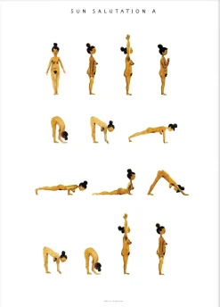 Plakater & Rammer<Poster & Frame Yoga Prints - Sun Salutation A Women Golden Flerfarvet